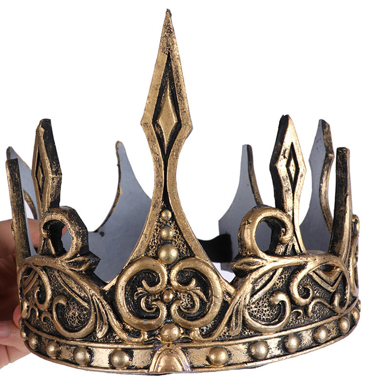 Corona de rey para hombres, disfraz de Halloween, Fiesta Medieval, tocado de bruja Vintage