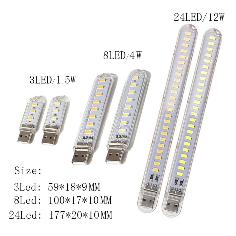 USB 3-24 Đèn LED Đèn Ngủ Sạc Kho Tàng Máy Tính 5V Đĩa Lĩnh Vực Cắm Trại Ký Túc Xá Sinh Viên