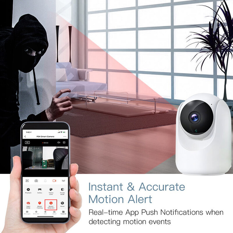 TUGARD-Wireless Home Security CCTV Câmera de Vigilância, WiFi, HD, 1080p, IP, visão noturna, rastreamento automático, Tuya App
