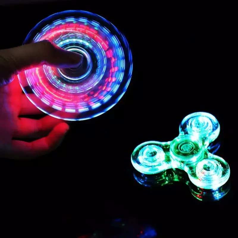 Transparent Leucht LED Licht Fidget Spinner Hand Top Spinner Glow In Dark Licht EDC Figet Spiner Finger Stress Relief Spielzeug