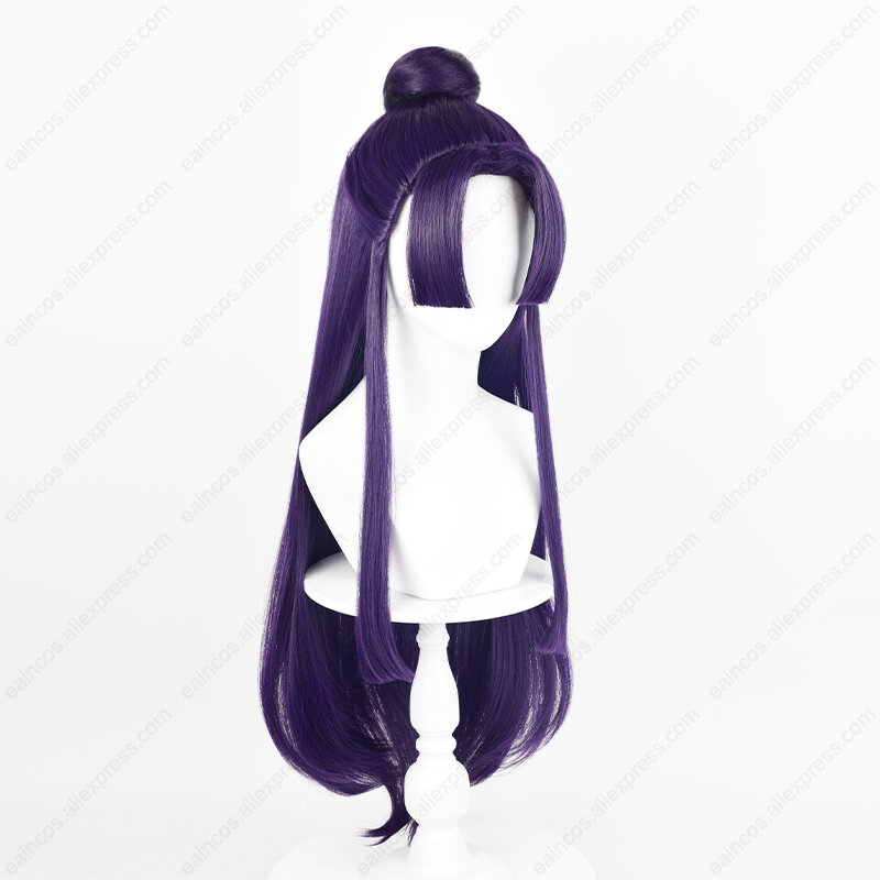 Wig Cosplay Anime Jinshi, Wig kusaniya no Hitorigoto 85cm panjang ungu gelap, Wig sintetis tahan panas pesta Halloween