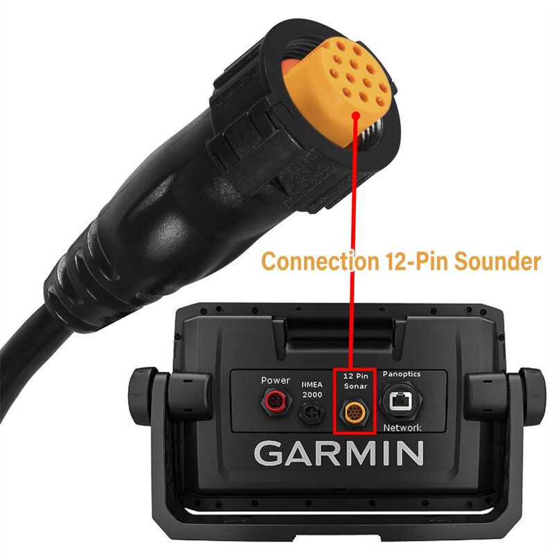 Adaptador XID-Sounder para conectar transdutores de 8 pinos com dispositivos marítimos Sonar, 010-12122-10, 8 pinos, Xdcr para 12 pinos