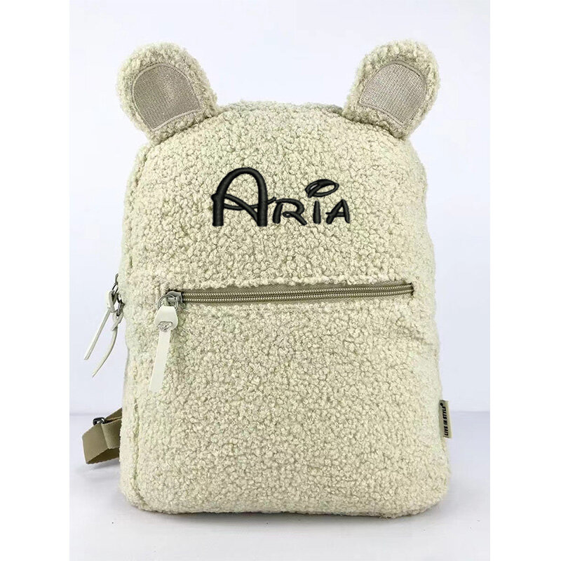 Персонализированный вышитый милый мультяшный рюкзак с именем рюкзак из овечьей шерсти Универсальный плюшевый рюкзак для студентов