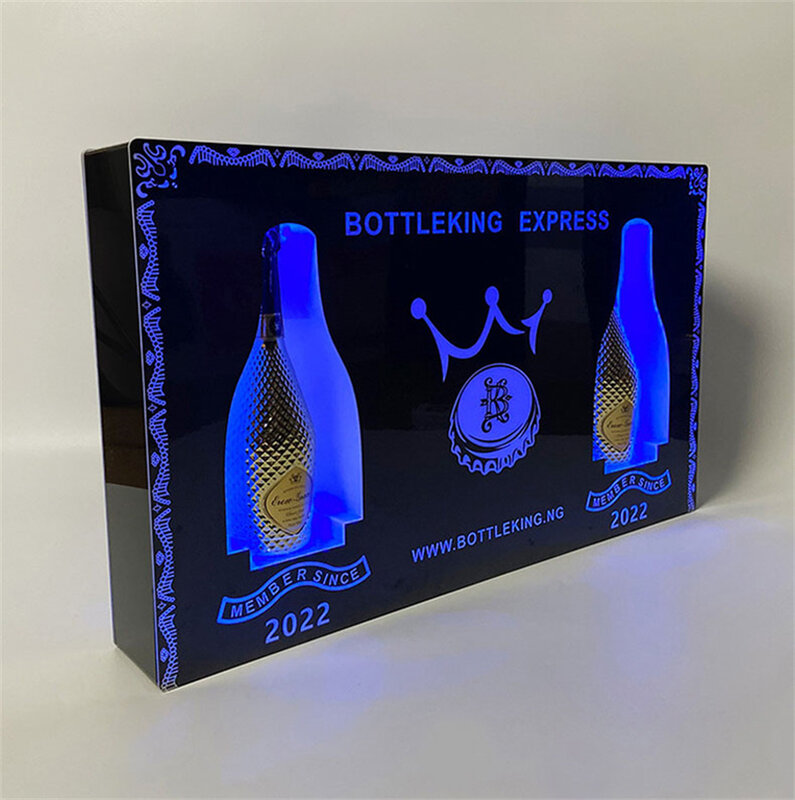 Personalizado LED Glorifier Display Stand, Vinho Champanhe Garrafa Apresentador, Cartão VIP Preto, Boate Bar Party Led Gift Box