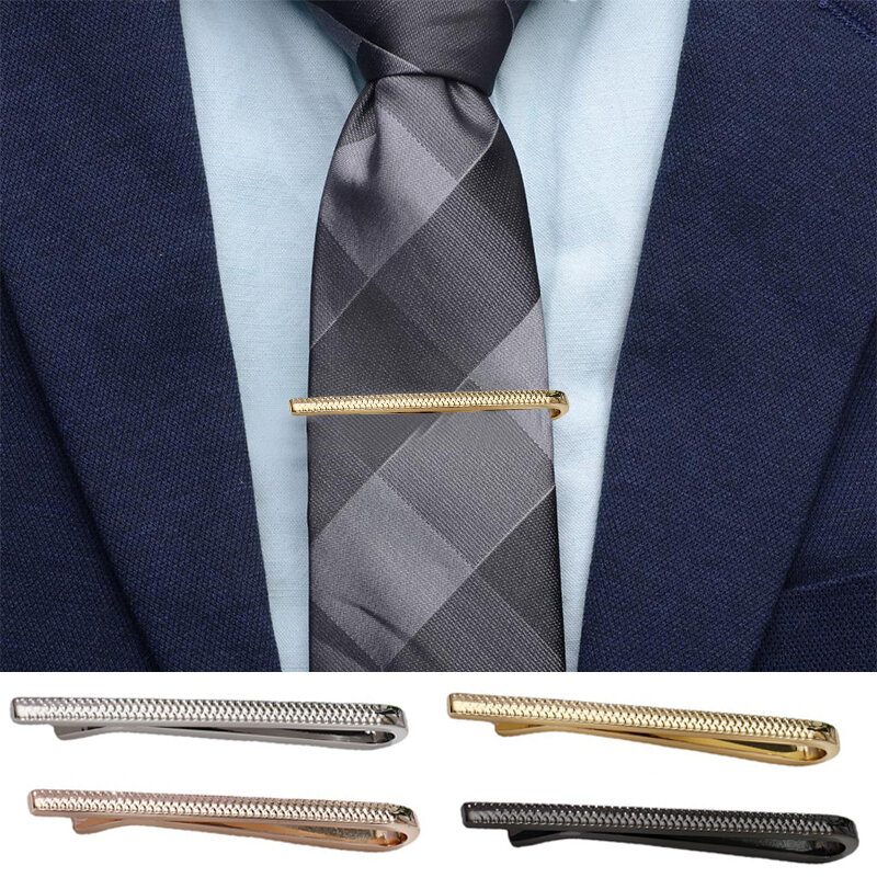 Tie Clips For Men Fashion Luxury Metal Gold Colour Tone Simple Bar Clasp Necktie Accessories Clasp Tie Pin For Mens Collar Clip
