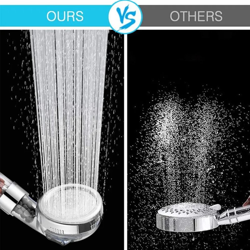 New 3 Functions High Pressure SPA Shower Head Water Saving Handheld Rainfall Bathroom Accessories Anion Filter Shower
