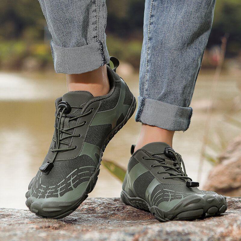 รองเท้าเดินป่ากลางแจ้งใหม่สำหรับผู้ชายรองเท้าเท้าเปล่าแห้งเร็ว, รองเท้าเดินเขาระบายอากาศได้ดีรองเท้าผ้าใบใส่ลุยน้ำ2024