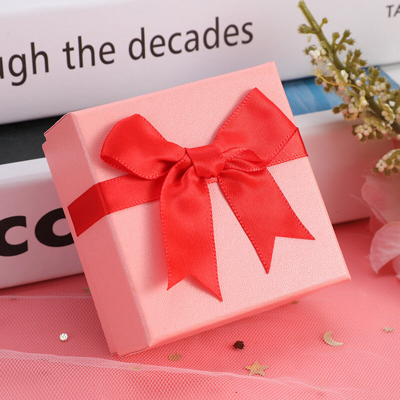 Portagioie per anello di fidanzamento orecchini collana bracciale Bowknot Box orecchini bracciali scatole quadrate forma confezione regalo