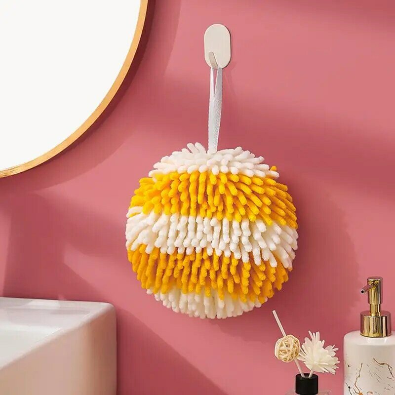 Colorful Chenille Hand Towels Ball With Hanging Loops Quick Dry Soft Absorbent Microfiber Towels For Kitchen Bathroom