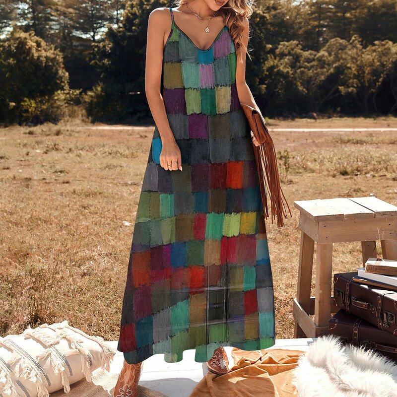 抽象的なタイル-夏のノースリーブのドレス,特別な日のためのタイトなドレス