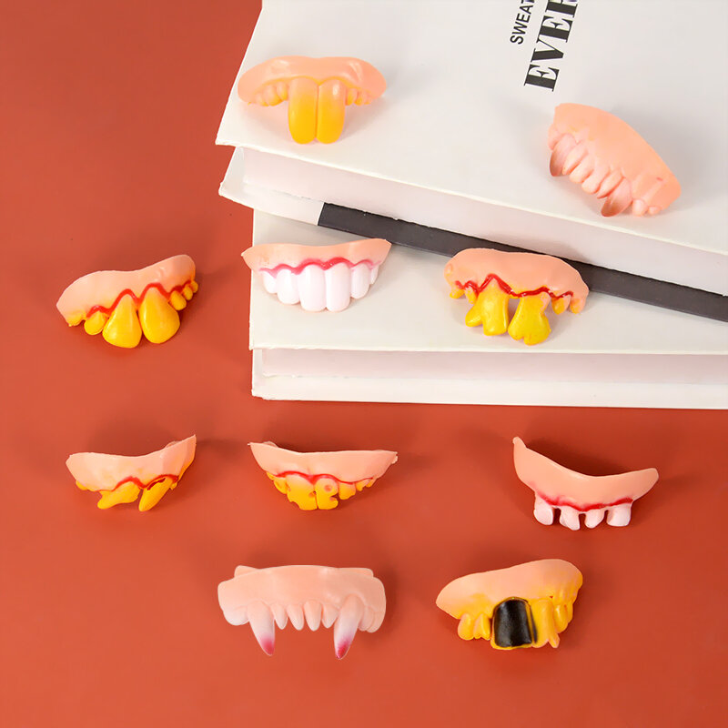 6/12 buah tas pesta gigi palsu yang menyenangkan gaun Kreatif mainan horor Prank lucu gadget lucu dekorasi pesta hadiah permainan Halloween