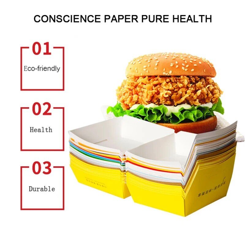 Customized productLipack Eco Food Packaging Burger Box White Paper Clamshell Burger Box