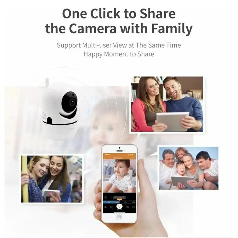 Smart Home Security Camera, Auto Track, Visão Noturna, Vigilância Sem Fio, Monitor de Bebê, IP WiFi, HD 1080P, 5GHZ