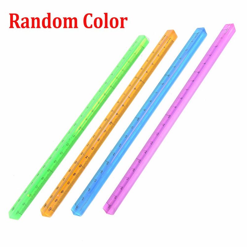 Color Transparent Measuring Scale 20cm for School Students Stationery Supplies Kids Gift Triangular Ruler Drafting Accessories