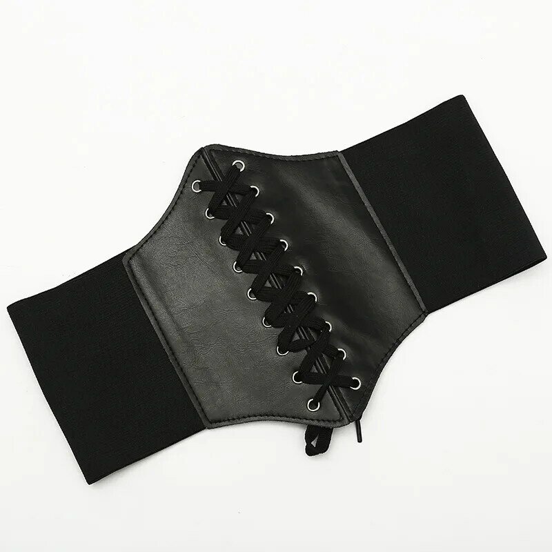 Cinturones anchos de moda para mujer, faja moldeadora de Cuerpo Adelgazante de piel sintética, cinturón elástico ajustado de cintura alta para uso diario