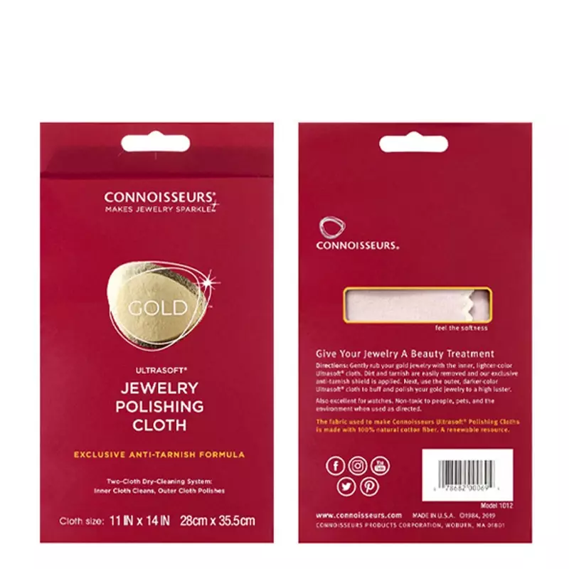 Connoisseurs UltraSoft Gold Polishing Cloth 28x35.5cm 100% Cotton Cleaning Lustering Cloths For Jewelry Watch