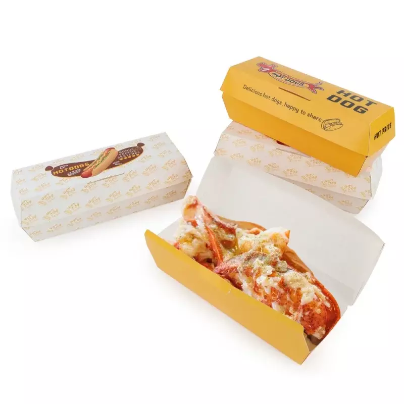 Индивидуальный продукт раскладушка на заказ из крафт-бумаги поднос для хлеба хот-дог длинная коробка для упаковки сэндвичей и бургеров