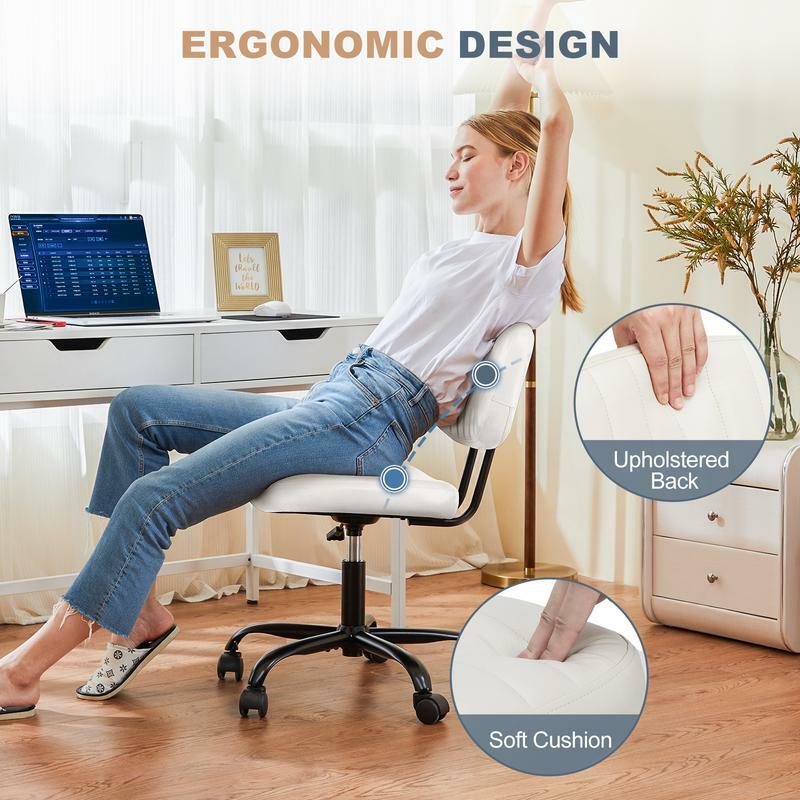 Low Back Task Chair com confortável almofada grossa, altura ajustável, 360 Movimento Office Chair com rodas, resistente e durável, P