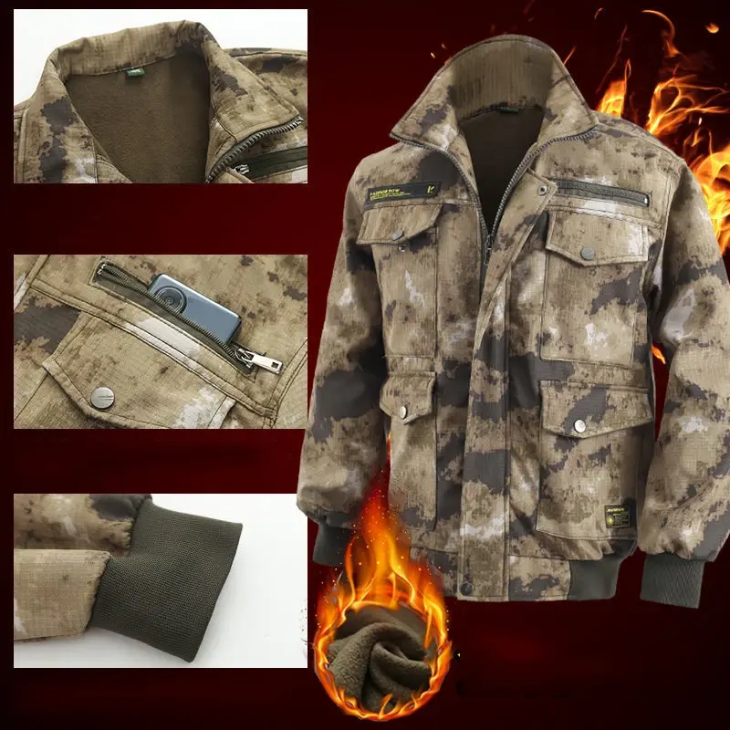 남성용 겨울 세트 플러스 전술 훈련 양털 재킷, 카고 바지, 내마모성, 따뜻한 위장, 2 개 세트, 신제품