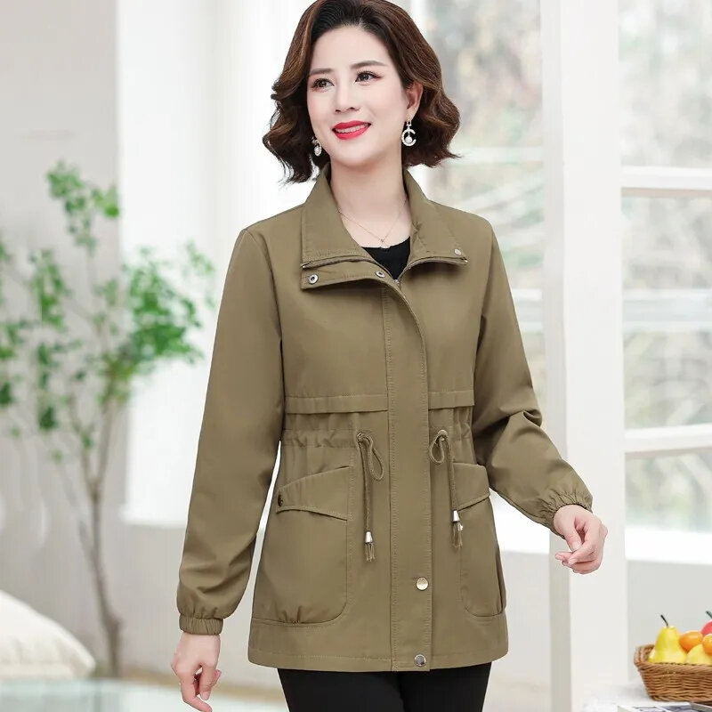 Women's Windbreaker 2024 Autumn New Korean Wild Loose Stand-Collar Fashion Jacket Female Student Casual Loose Coat