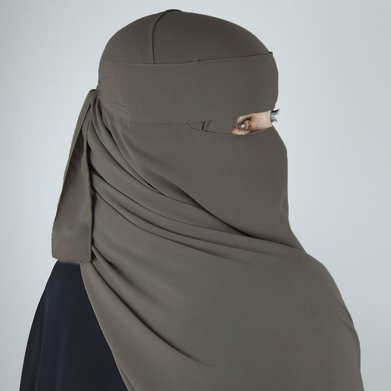 Niqab-velo de gasa transpirable para mujer musulmana, Hijab largo con espalda redondeada, alta calidad, EID Ramadán, venta al por mayor