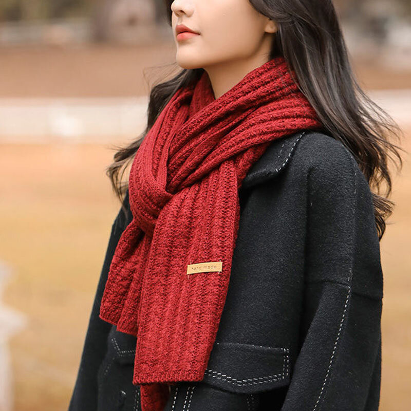 Sciarpa lavorata a maglia da donna sciarpe elastiche a righe invernali scialli termici addensati solidi sciarpa lunga lavorata a maglia sciarpa antivento all'aperto