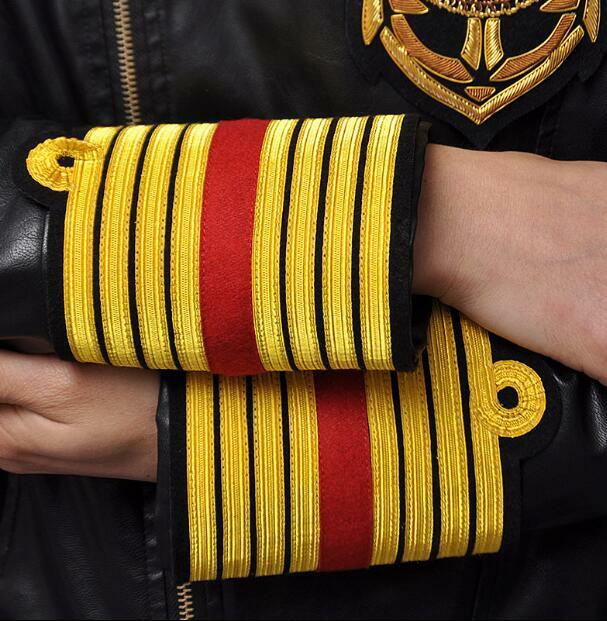 Sangle de manchette d'uniforme militaire, décoration d'aviation dorée, largeur 2cm, 3m de long