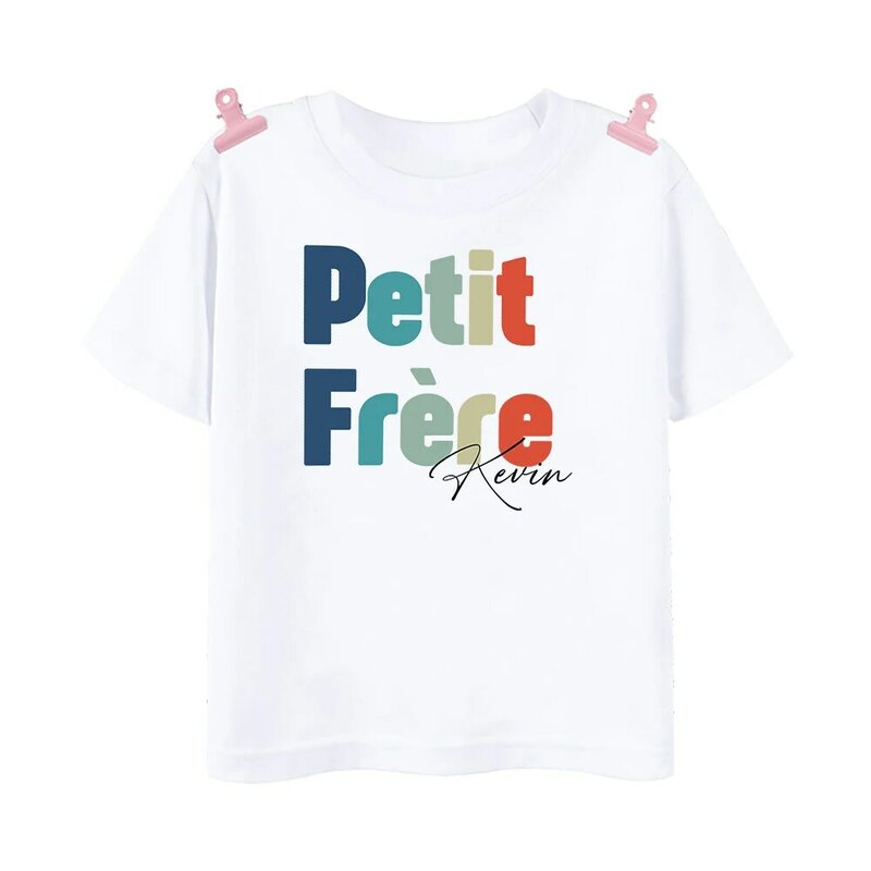Personalised French Big Brothes Little Sister Matching Shirt Custom Name Kids T-shirt Boys Girls Tops Summer Sibling T Shirt
