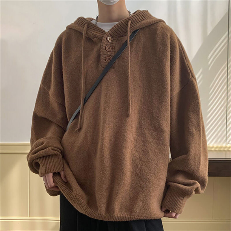 Knit Sweater Men Pullover Sweaters Loose Tops Spring Autumn Male Sweaters Hoodies