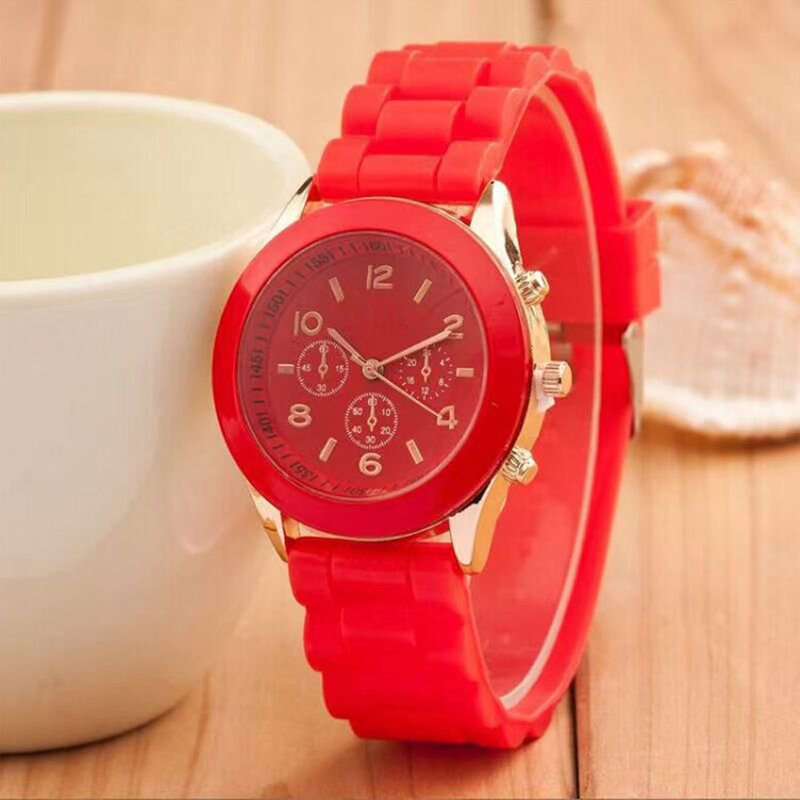 Couple Silicone Bracelet Watch Simple Silicone Bracelet Watch with 8 Colors for Outside Office Business Meeting