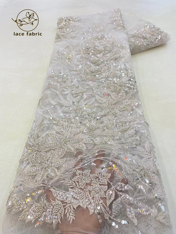 Tela de encaje africano con cuentas de lentejuelas 2023, bordado de novio nupcial nigeriano, tela de encaje de tul francés de alta calidad para fiesta de boda