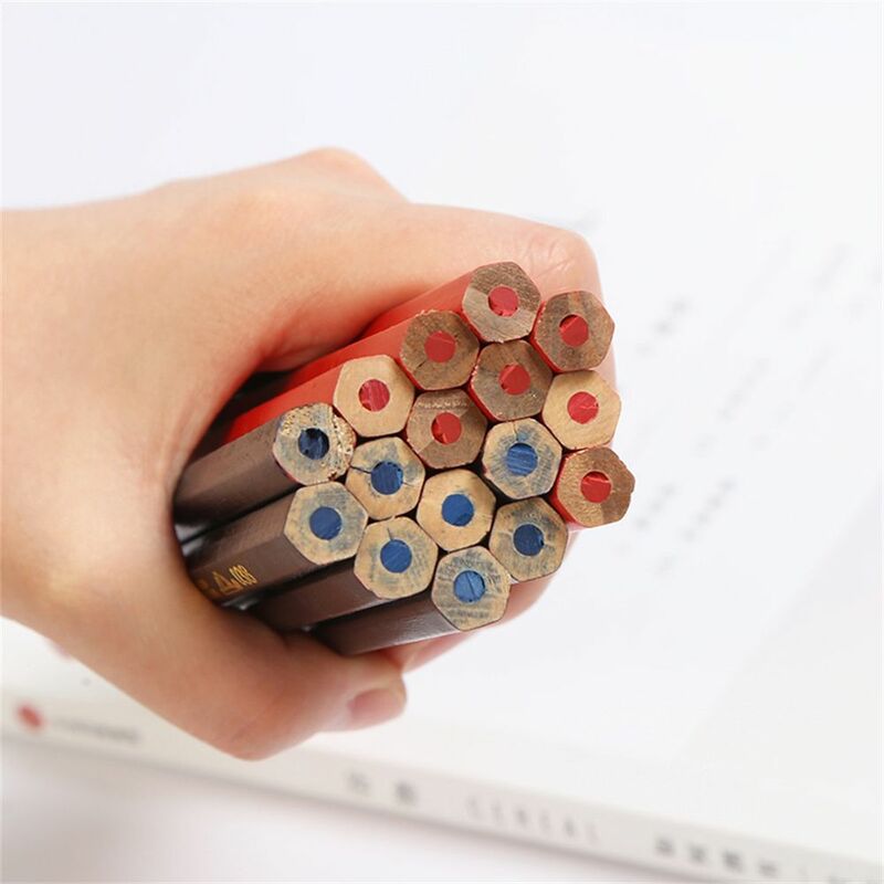 قلم نجار قلم رسم ، أقلام رصاص ملونة مزدوجة ، أدوات كتابة ، رصاص أزرق وأحمر ، أدوات مكتبية ، قلم علامة ، لوازم