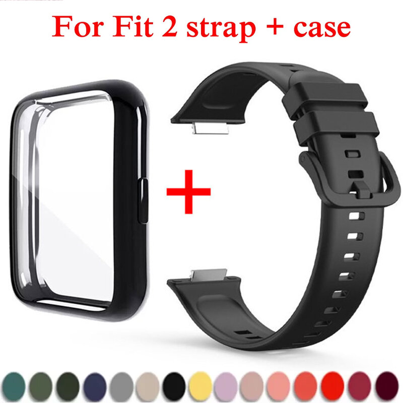 Чехол из ТПУ и ремешок для huawei watch fit 2, сменный силиконовый браслет для наручных часов, спортивный браслет для смарт-часов, аксессуары fit2