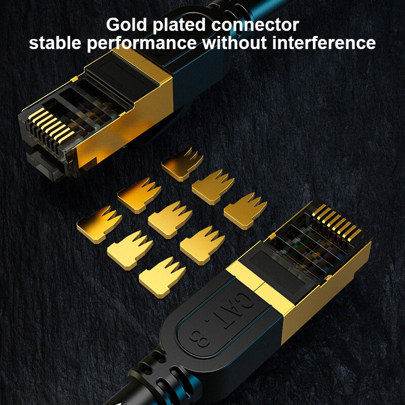 Cabo Ethernet de alta velocidade para jogos, Internet Network Cable, Lan Cord, Cat8, 40Gbps, 2000MHz, 20 m, 5m, RJ45, 20 m