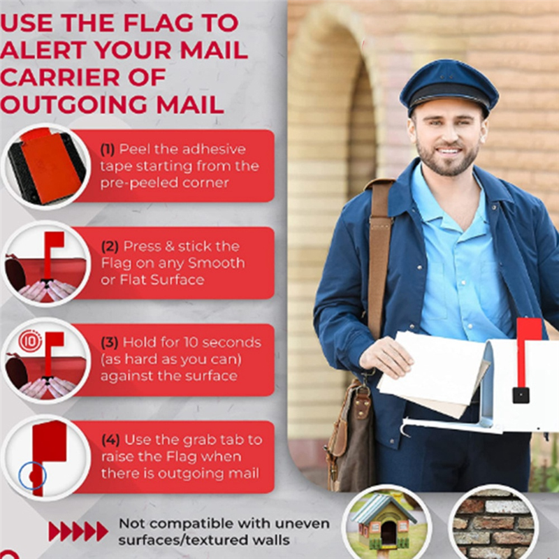 Почтовый ящик с флагом, принадлежности для креативного практичного почтового ящика, сигнал, прочный, модернизированный, универсальный, прочный, для наружного настенного декора