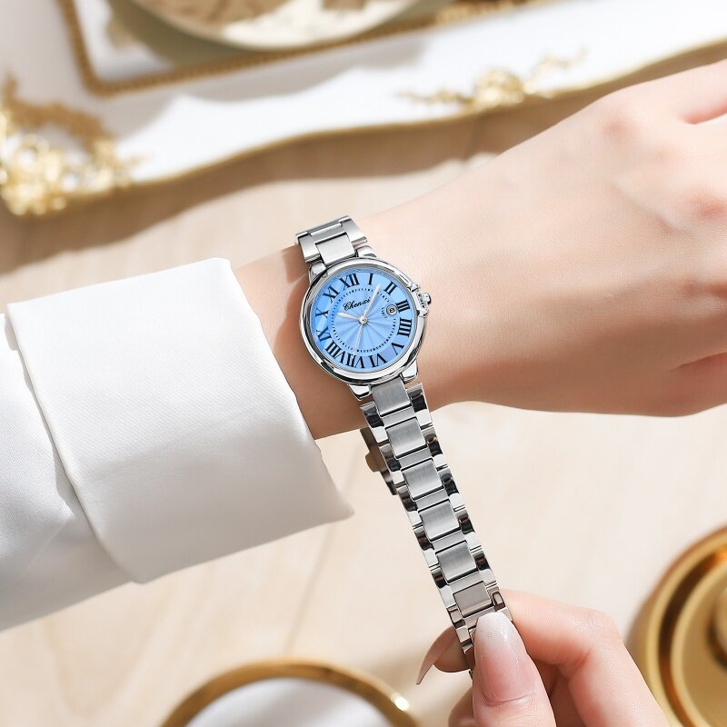CHENXI 039 reloj de cuarzo para amantes, pulsera minimalista con correa de acero, a la moda, con fecha, regalo para pareja