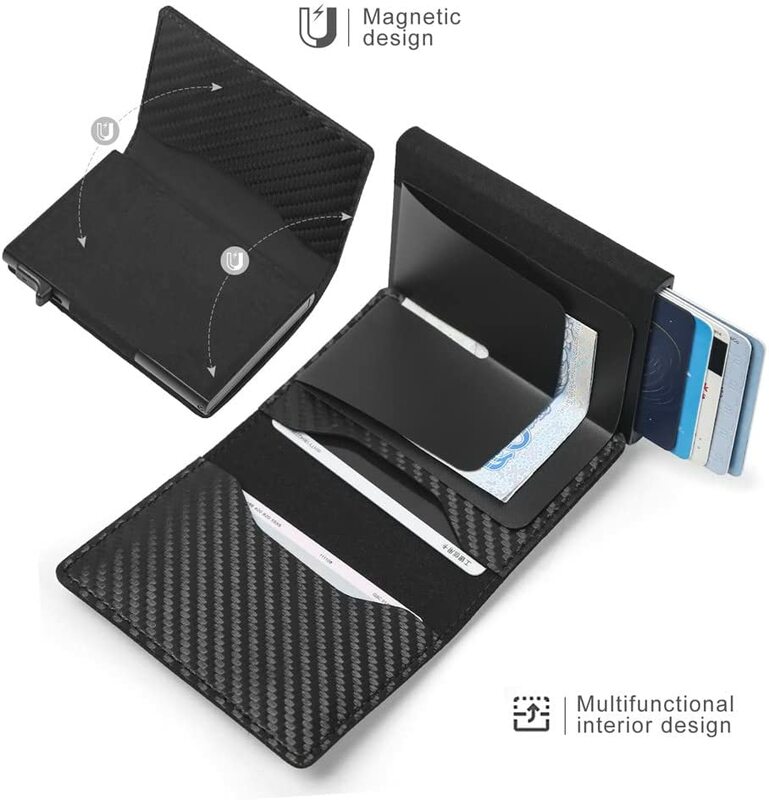 TANGMO-Portefeuille intelligent en aluminium, porte-monnaie, carte de crédit RFID, pop-up automatique, mini étui Airtag, housse