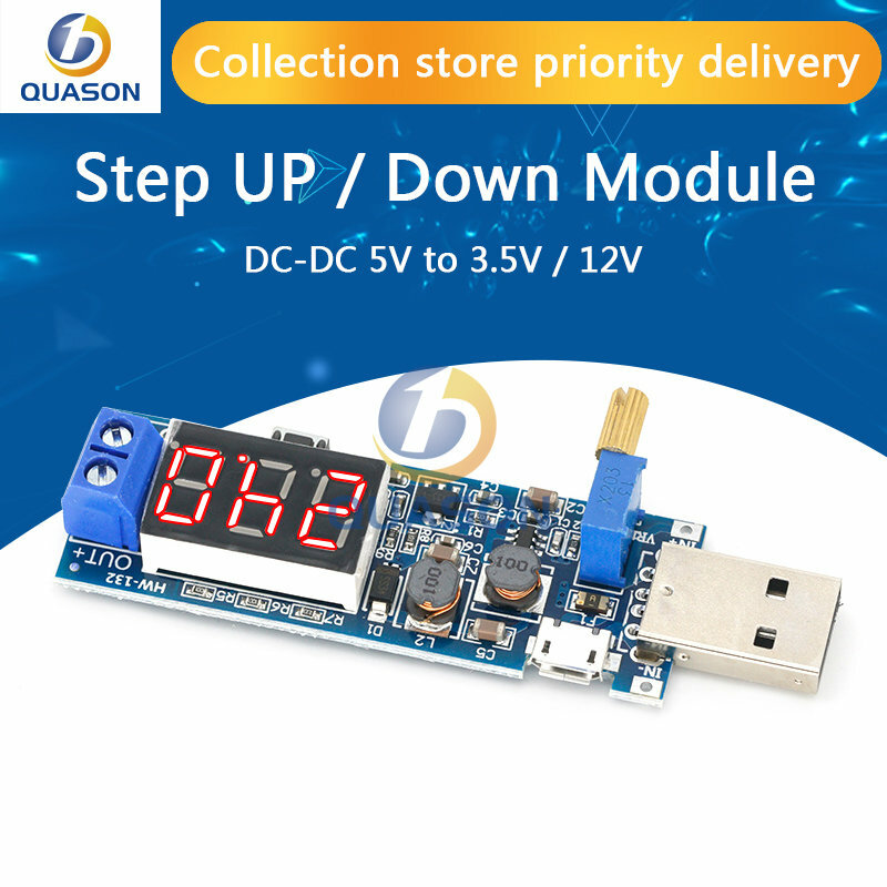 DC-DC-módulo de fuente de alimentación de 5V a 3,5 V/12V, convertidor reductor de impulso ajustable, salida USB, 1,2 V-24V