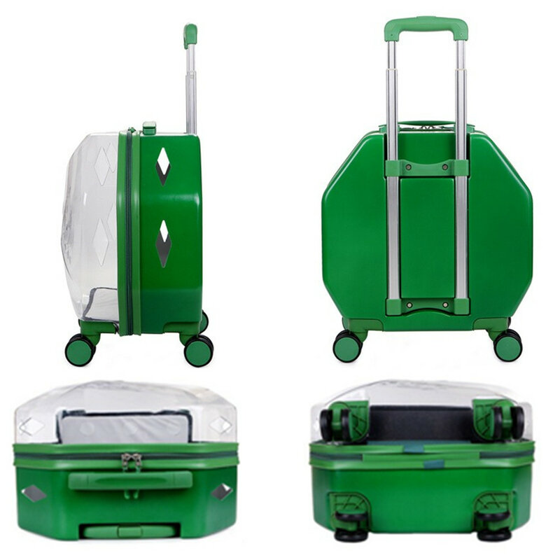 Pet Trolley Case Cat Dog Travel Bag PC Suitcase Luggage Universal Wheel Storage Box Breathable Handbag Transparent Pets Stroller