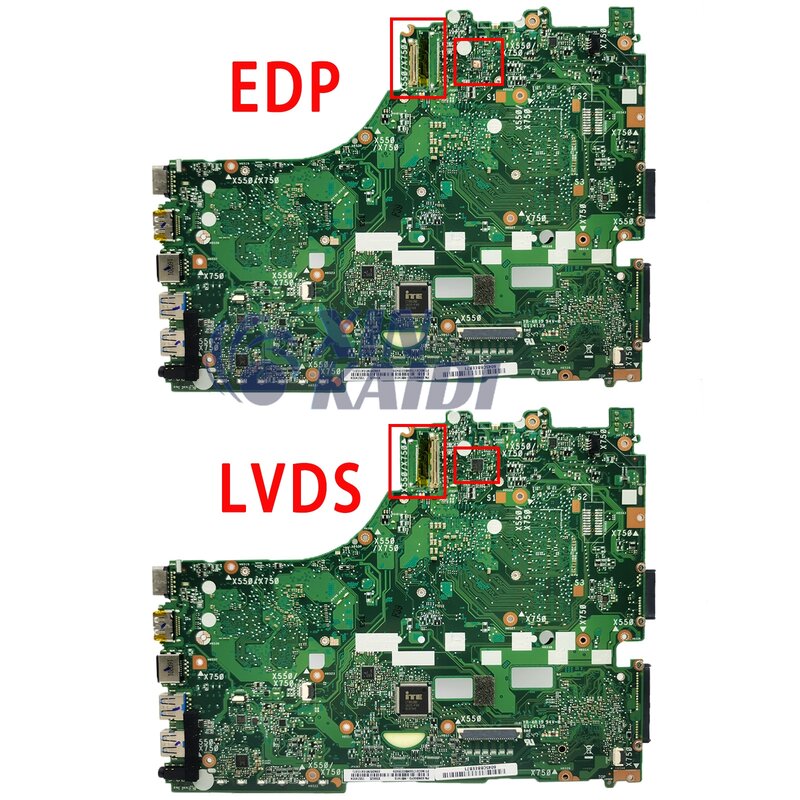 X550ZE สำหรับ ASUS VM590Z K550ZE F550ZE เมนบอร์ดแล็ปท็อป A550ZE X550Z เมนบอร์ด Type1 LVDS หรือ type2 EDP A8 A10 FX7600P 7500P