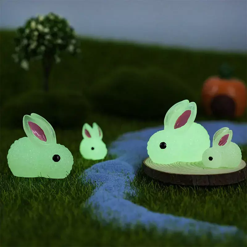Gorąca wyprzedaż 5 szt. Świecące zabawki miniaturowy królik świecące figurki baśniowa dekoracja ogrodowe urocze mikro element dekoracji krajobrazu akcesoria do DIA
