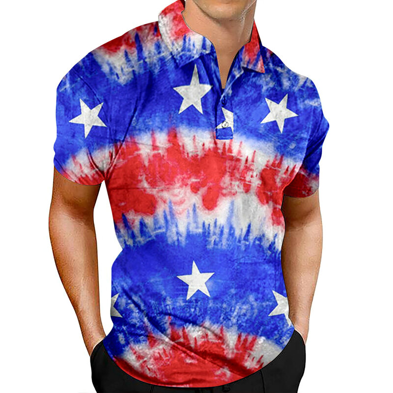Bandeira americana Classic Fit Shirt, Roupas masculinas, Camisetas masculinas, Desempenho patriótico, Dia da República
