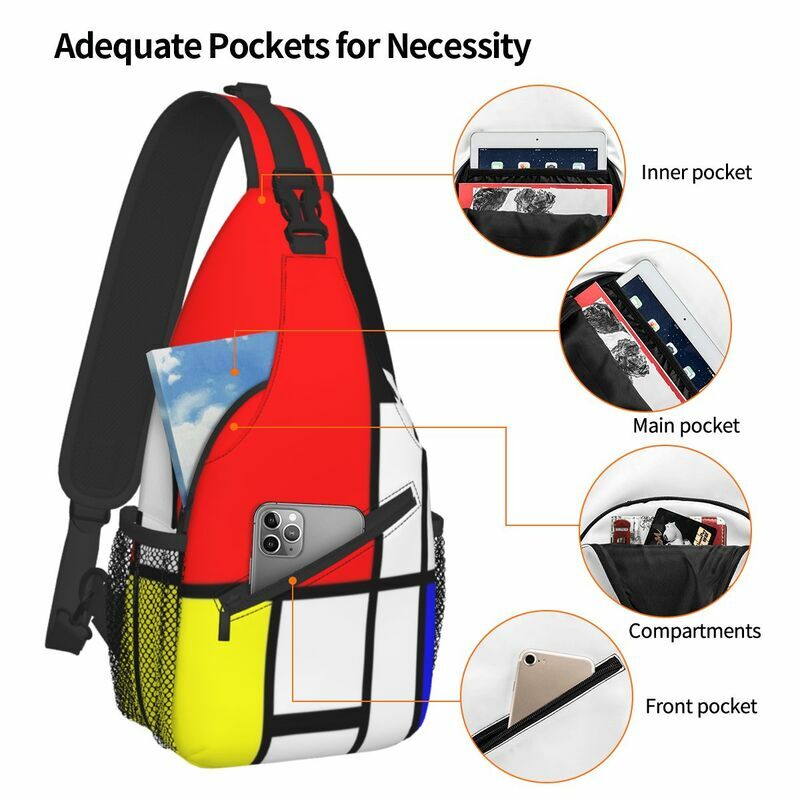 Минималистичная нагрудная сумка через плечо с геометрическим рисунком, мужской рюкзак на плечо с абстрактным рисунком для путешествий