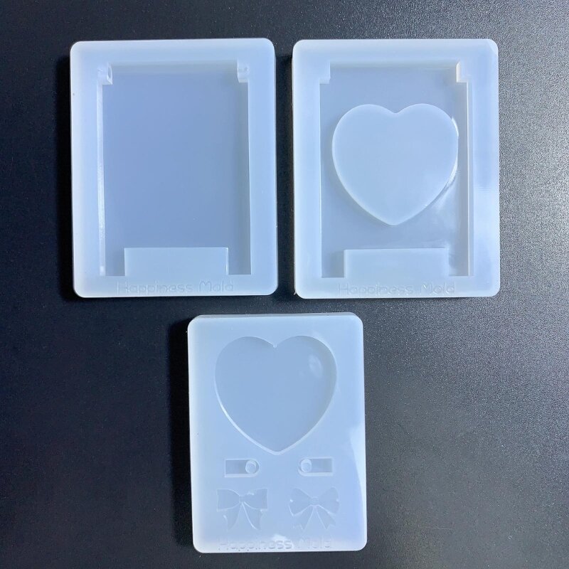 Resin Keychain Mold Silicone Foldable Plate Pendant Resin Mold Heart Photo Frame Silicone Mold DIY Jewelry Making Mold