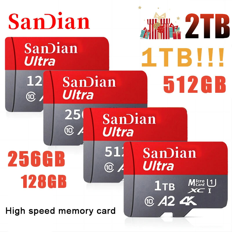 Cartão de memória de alta velocidade para o telefone móvel, cartão SD original, cartão Micro TF, A2 Video Card, 1TB, 2TB, 128GB, 256GB, 512GB