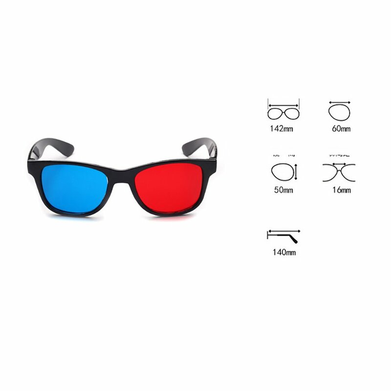 แว่นตา3D แบบสากลแว่นตาทีวีกรอบวีดีโอ anaglyph แว่นตา3D เกม DVD สีแดงและสีฟ้า