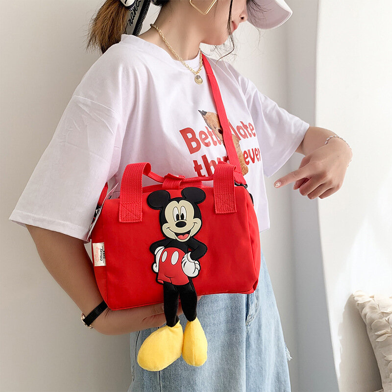 Tas Bahu Disney Baru 2023 Tas Nilon Mickey Mouse Kartun Tas Kurir Wanita Tas Tangan Mode Anime Lucu Hadiah untuk Anak Perempuan