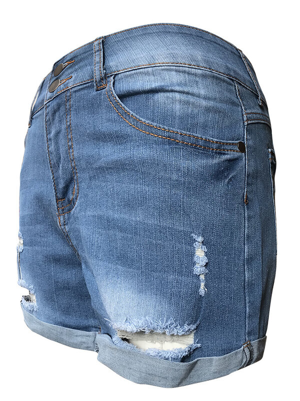 Jeans per le donne moda Casual alta elastico strappato pantaloncini di Jeans Jeans da donna abbigliamento donna
