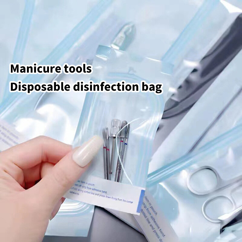 100pcs Self-Sealing Sterilization Pouches Bags 4 Size Disposable Nail Art Tattoo Sterilization Accessories Nail Tool Storage Bag