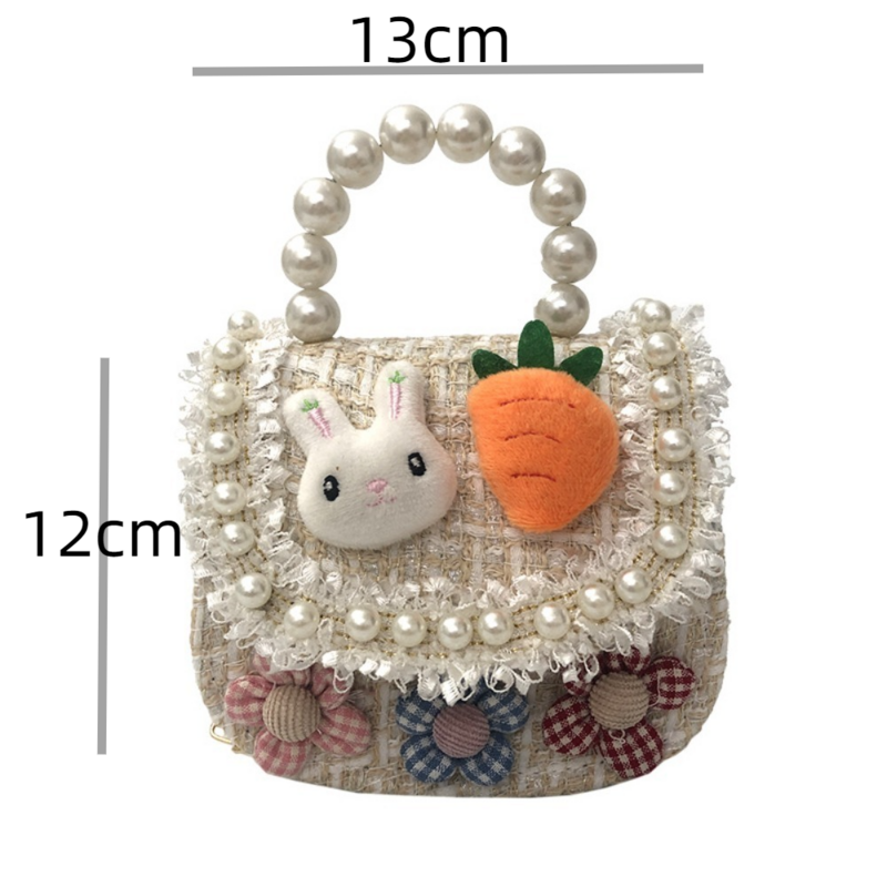 Rabbit Carrot Pearl Handbag New Fashionable Cherry Chain Purses Flower Crossbody Bags